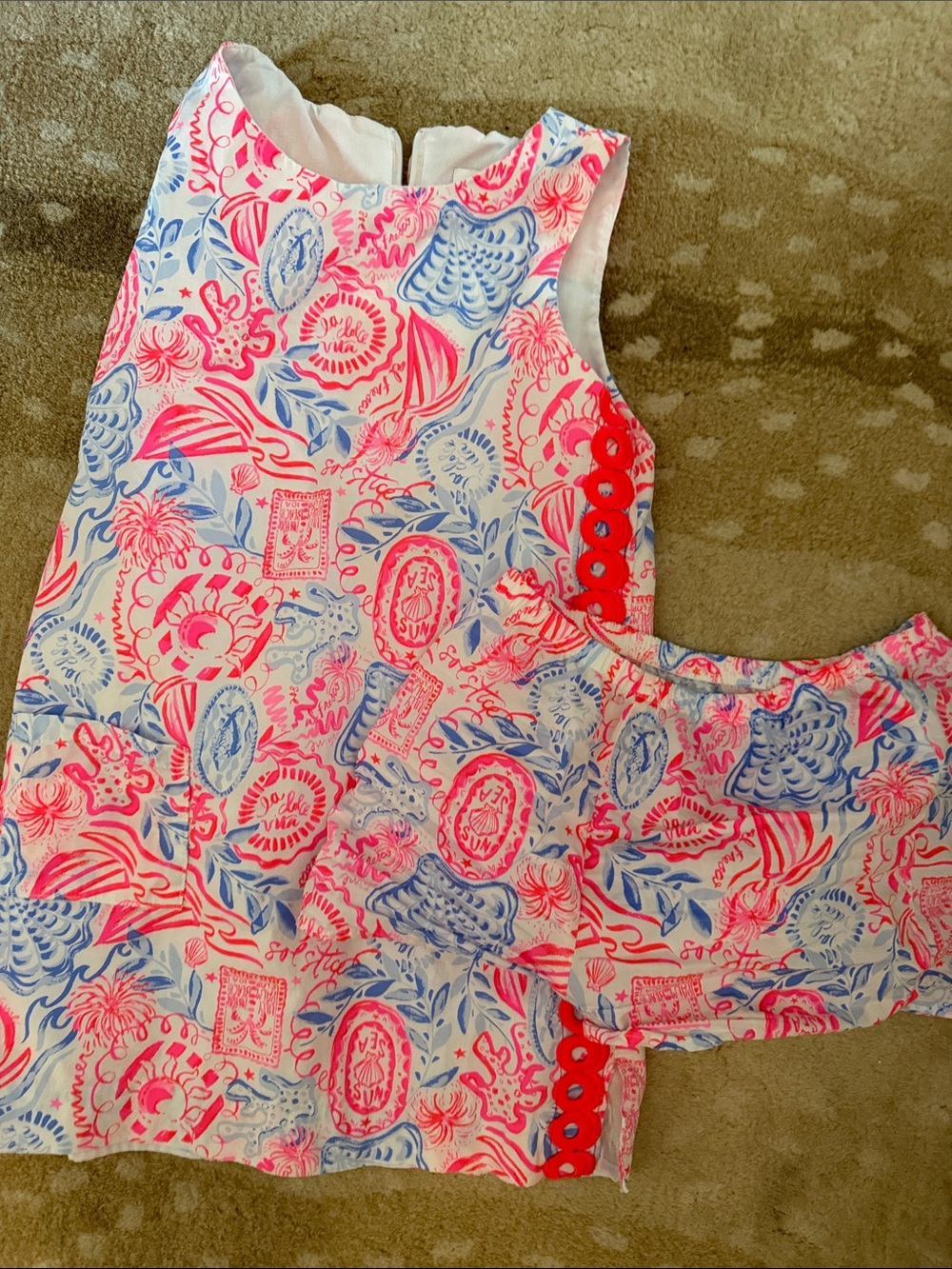 Lily Pulitzer Girls' Pink & Blue Shift Dress with Bloomers
